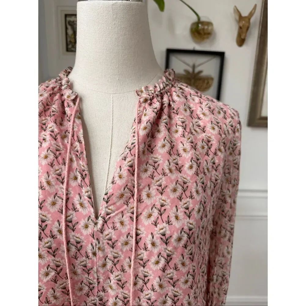Intermix Pink Floral 100% Silk Blouse $306 XS